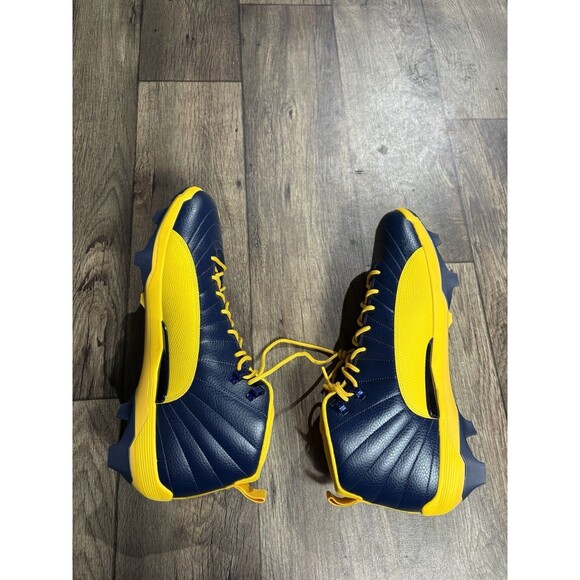 Air Jordan 12 Michigan Wolverines Football Cleats PE, Size 18 FJ6219-407 - Picture 5 of 7